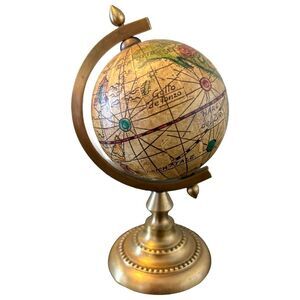 Mini Old World Brass Desk Globe 5" Tall Made in Italy Brass Base